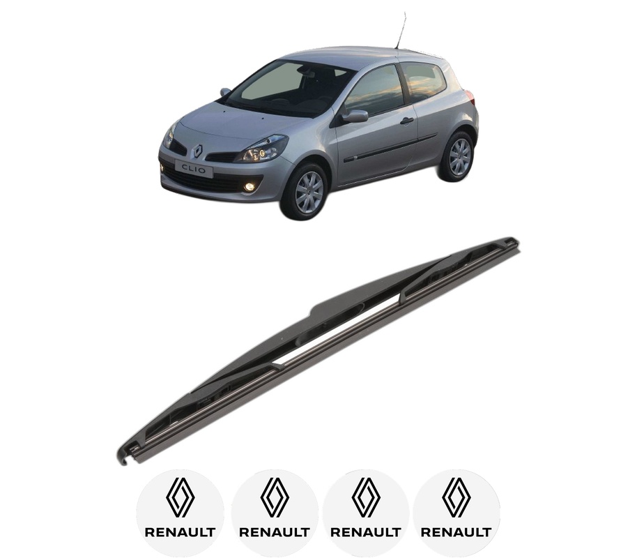 Stergator lamela spate RENAULT CLIO III (BR0/1, CR0/1) din 2005 - 2014, pentru luneta auto, Valeo Silencio, din cauciuc siliconat rezistent, 4 Stickere Auto RENAULT