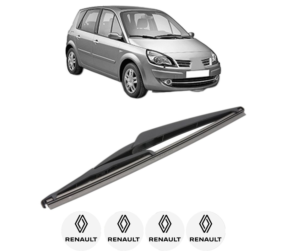 Stergator lamela spate RENAULT SCENIC III (JZ0/1_) din 2008 - 2016, pentru luneta auto, Valeo Silencio, din cauciuc siliconat rezistent, 4 Stickere Auto RENAULT