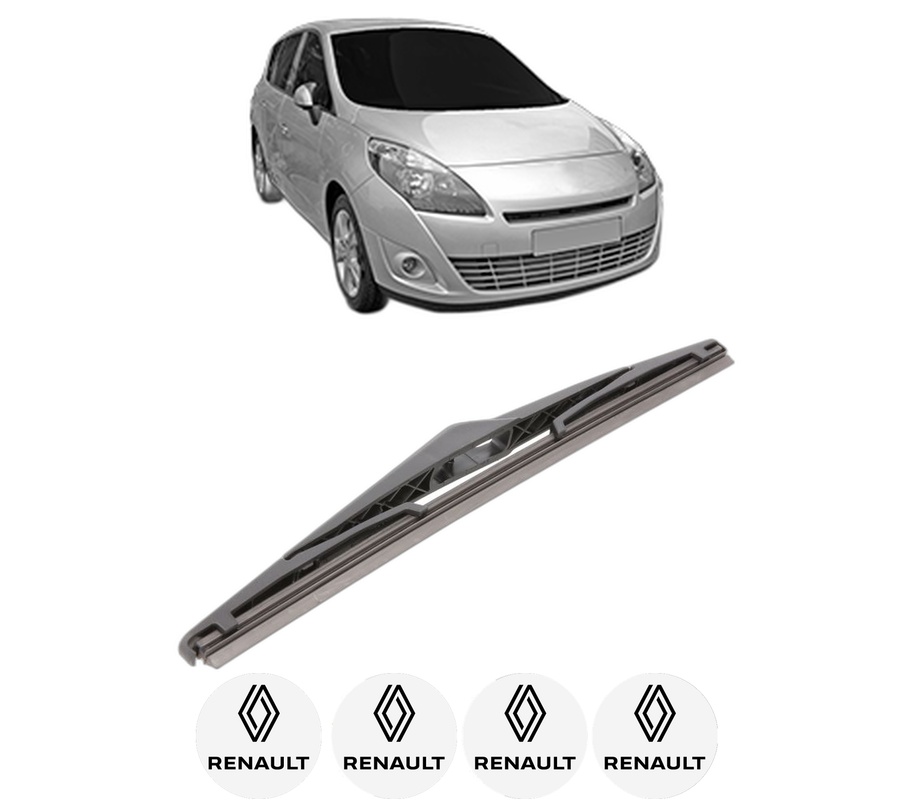 Stergator lamela spate RENAULT SCENIC III VAN (JZ0/1_) din 2009 - 2016, pentru luneta auto, Bosch Twin, din cauciuc siliconat rezistent, 4 Stickere Auto RENAULT