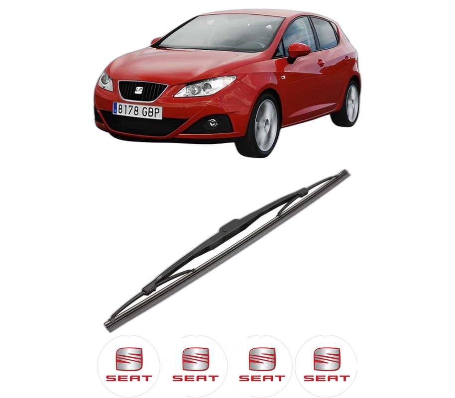 Stergator lamela spate SEAT IBIZA IV Hatchback Van (6J1) din 2008 - 2015, pentru luneta auto, Valeo Silencio, din cauciuc siliconat rezistent, 4 Stickere Auto SEAT