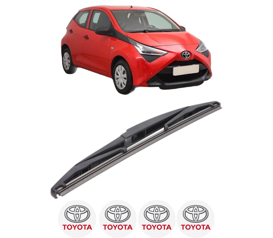 Stergator lamela spate TOYOTA AYGO (_B4_) din 2014, pentru luneta auto, Bosch Twin, din cauciuc siliconat rezistent, 4 Stickere Auto TOYOTA