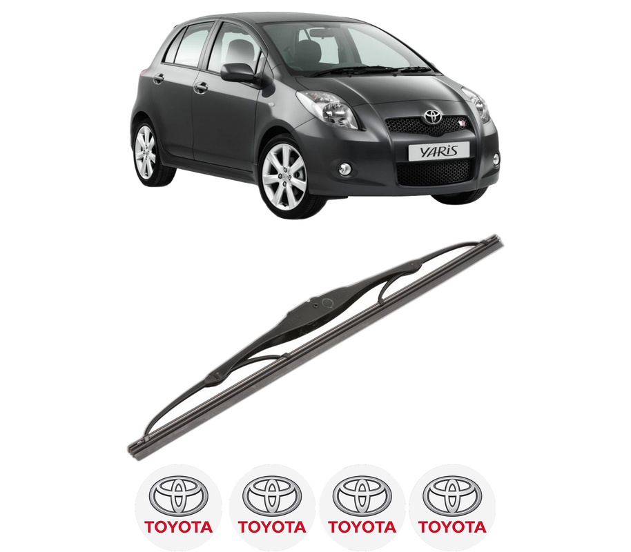 Stergator lamela spate TOYOTA YARIS (_P9_) din 2005 - 2014, pentru luneta auto, Valeo Silencio, din cauciuc siliconat rezistent, 4 Stickere Auto TOYOTA
