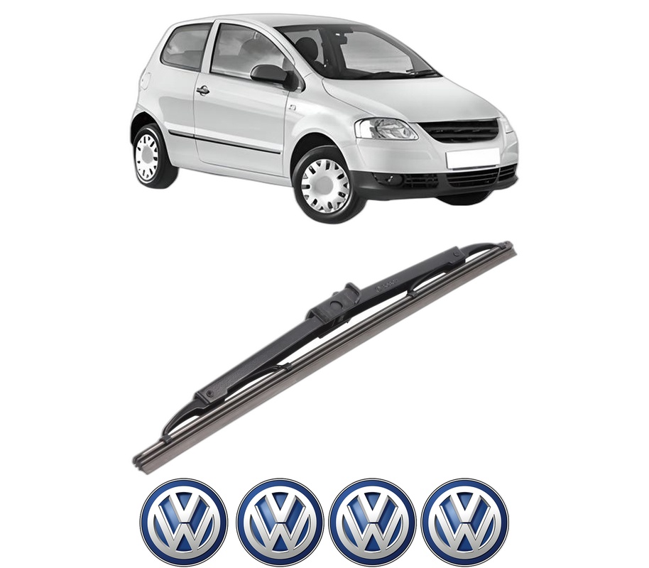 Stergator lamela spate Volkswagen FOX Hatchback (5Z1, 5Z3, 5Z4) din 2005 - 2011, pentru luneta auto, Bosch Twin, din cauciuc siliconat rezistent, 4 Stickere Auto VW