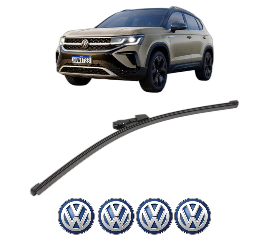 Stergator lamela spate Volkswagen TAOS (CL1, CP1, CQ1) din 2020, pentru luneta auto, Valeo Silencio Xtrm, din cauciuc siliconat rezistent, 4 Stickere Auto VW