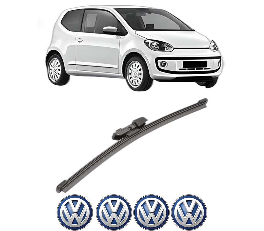 Stergator lamela spate Volkswagen UP! (121, 122, BL1, BL2, BL3, 123) din 2011 - 2023, pentru luneta auto, Valeo Silencio Xtrm, din cauciuc siliconat rezistent, 4 Stickere Auto VW