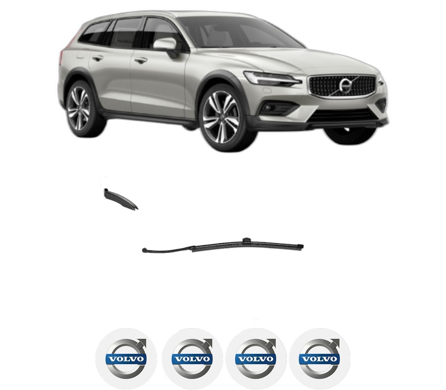 Stergator lamela spate VOLVO V60 II Cross Country (227) din 2018 - 2021, pentru luneta auto, Valeo AquaBlade, din cauciuc siliconat rezistent, 4 Stickere Auto VOLVO