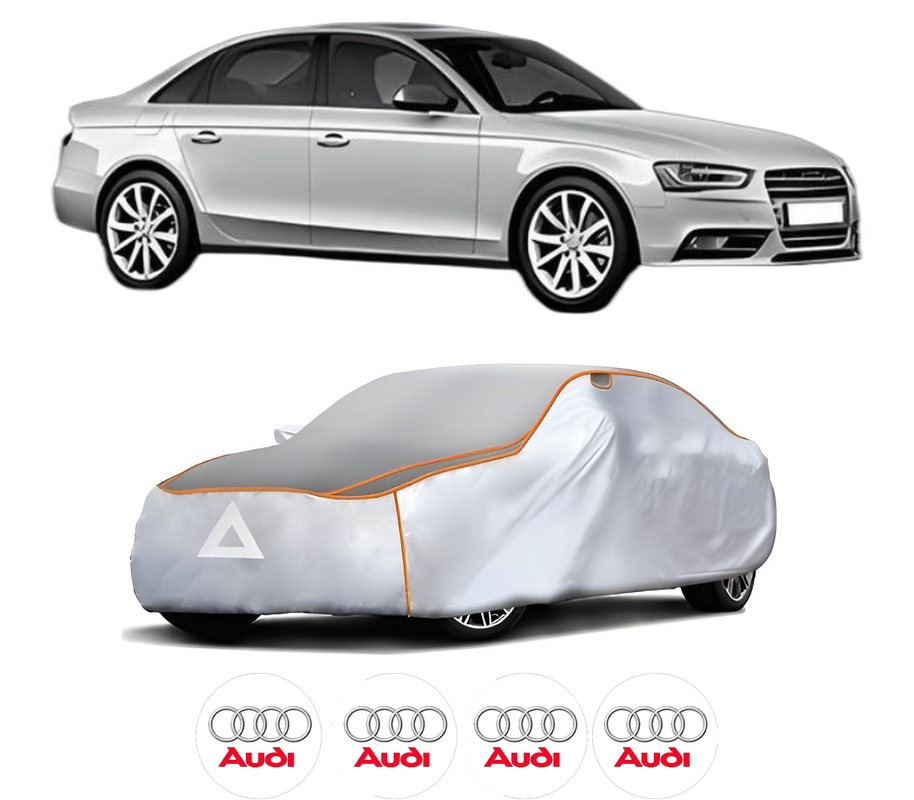 Husa Prelata Antigrindina Auto AUDI A4 B8 (8K2) din 2007-2015, Protectie auto contra intemperiilor la grindina, Waterproof, 4x Stickere auto AUDI