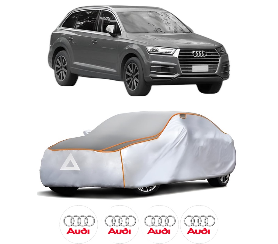 Husa Prelata Antigrindina Auto AUDI Q7 (4MB, 4MG, 4MQ) din 2015-2020, Protectie auto contra intemperiilor la grindina, Waterproof, 4x Stickere auto AUDI