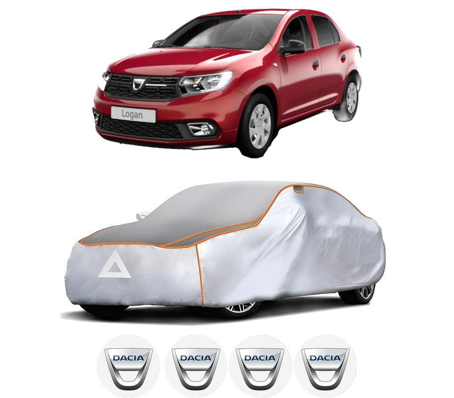 Husa Prelata Antigrindina Auto DACIA LOGAN II din 2012-2019, Protectie auto contra intemperiilor la grindina, Waterproof, 4x Stickere auto DACIA