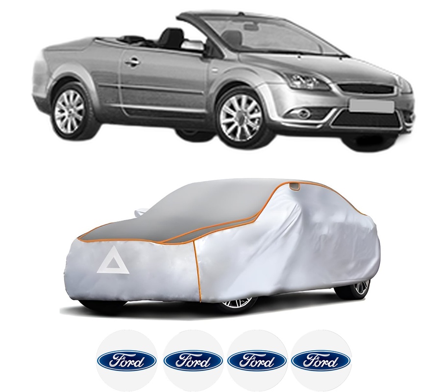 Husa Prelata Antigrindina Auto FORD FOCUS II Convertible din 2006-2010, Protectie auto contra intemperiilor la grindina, Waterproof, 4x Stickere auto FORD