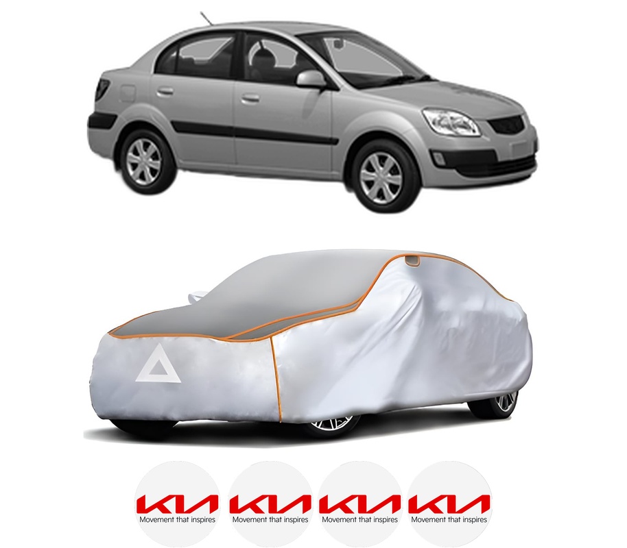 Husa Prelata Antigrindina Auto KIA RIO II Saloon (JB) din 2005-2011, Protectie auto contra intemperiilor la grindina, Waterproof, 4x Stickere auto KIA