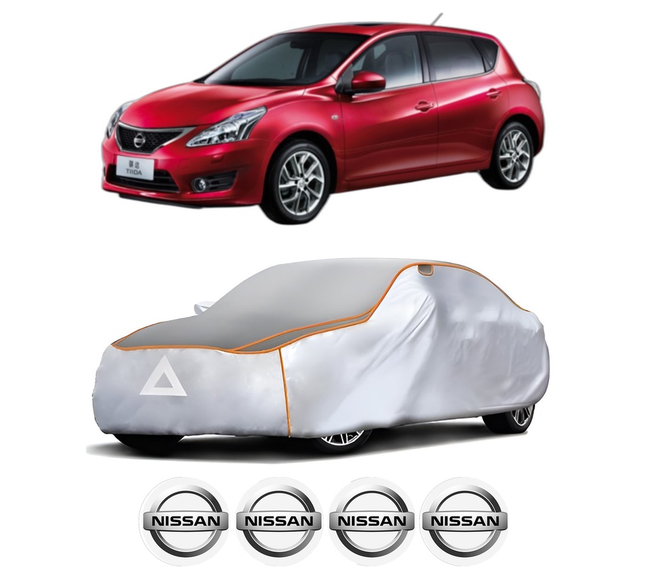 Husa Prelata Antigrindina Auto NISSAN TIIDA Hatchback (C12) din 2013, Protectie auto contra intemperiilor la grindina, Waterproof, 4x Stickere auto NISSAN