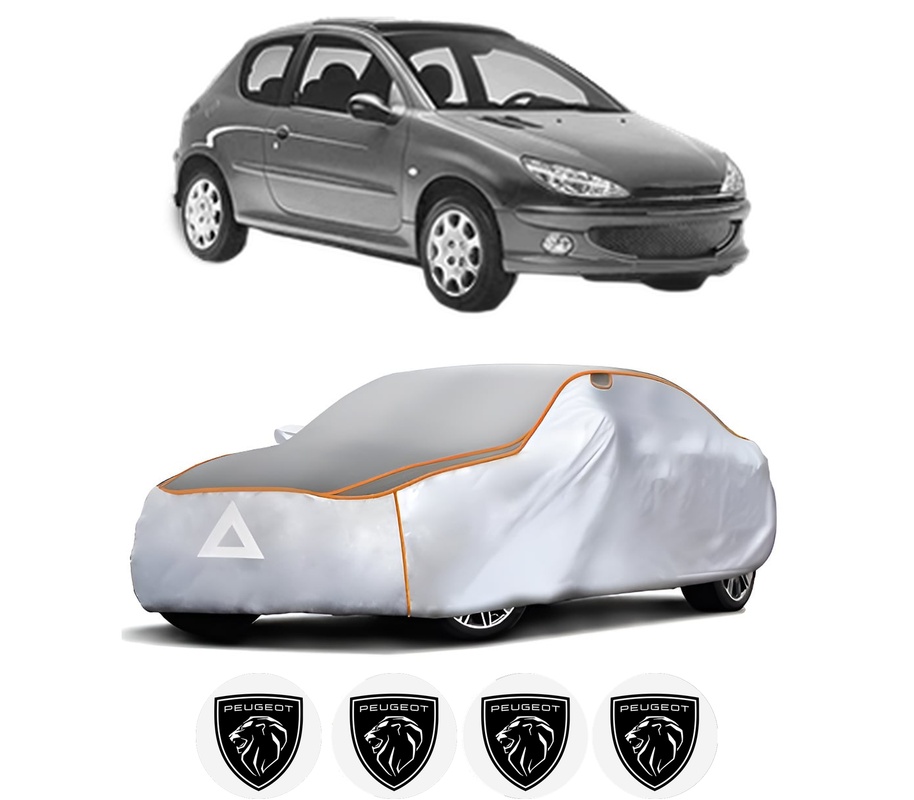 Husa Prelata Antigrindina Auto PEUGEOT 206 Hatchback (2A/C) din 1998-2012, Protectie auto contra intemperiilor la grindina, Waterproof, 4x Stickere auto PEUGEOT