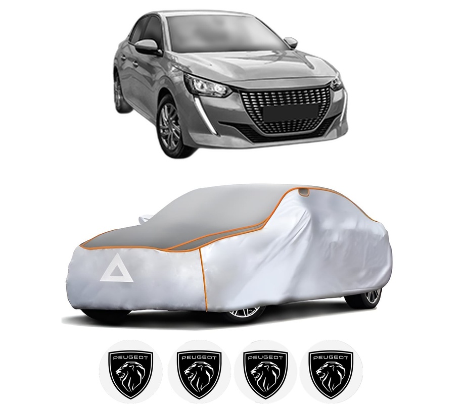 Husa Prelata Antigrindina Auto PEUGEOT 208 II (UB_, UP_, UW_, UJ_) din 2019-2023, Protectie auto contra intemperiilor la grindina, Waterproof, 4x Stickere auto PEUGEOT
