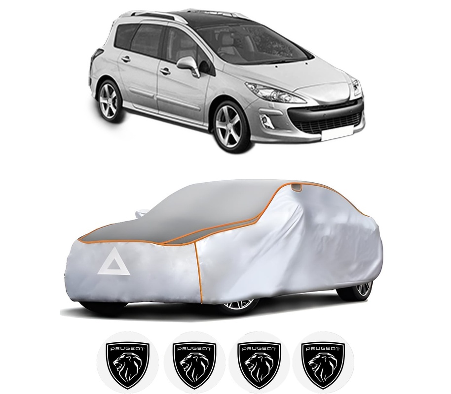 Husa Prelata Antigrindina Auto PEUGEOT 308 SW I (4E_, 4H_) din 2007-2014, Protectie auto contra intemperiilor la grindina, Waterproof, 4x Stickere auto PEUGEOT