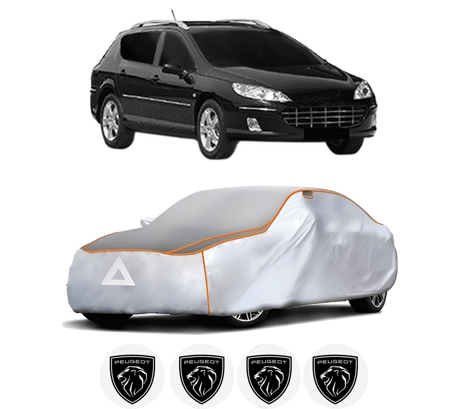 Husa Prelata Antigrindina Auto PEUGEOT 407 SW Estate Van (6E_) din 2009-2010, Protectie auto contra intemperiilor la grindina, Waterproof, 4x Stickere auto PEUGEOT