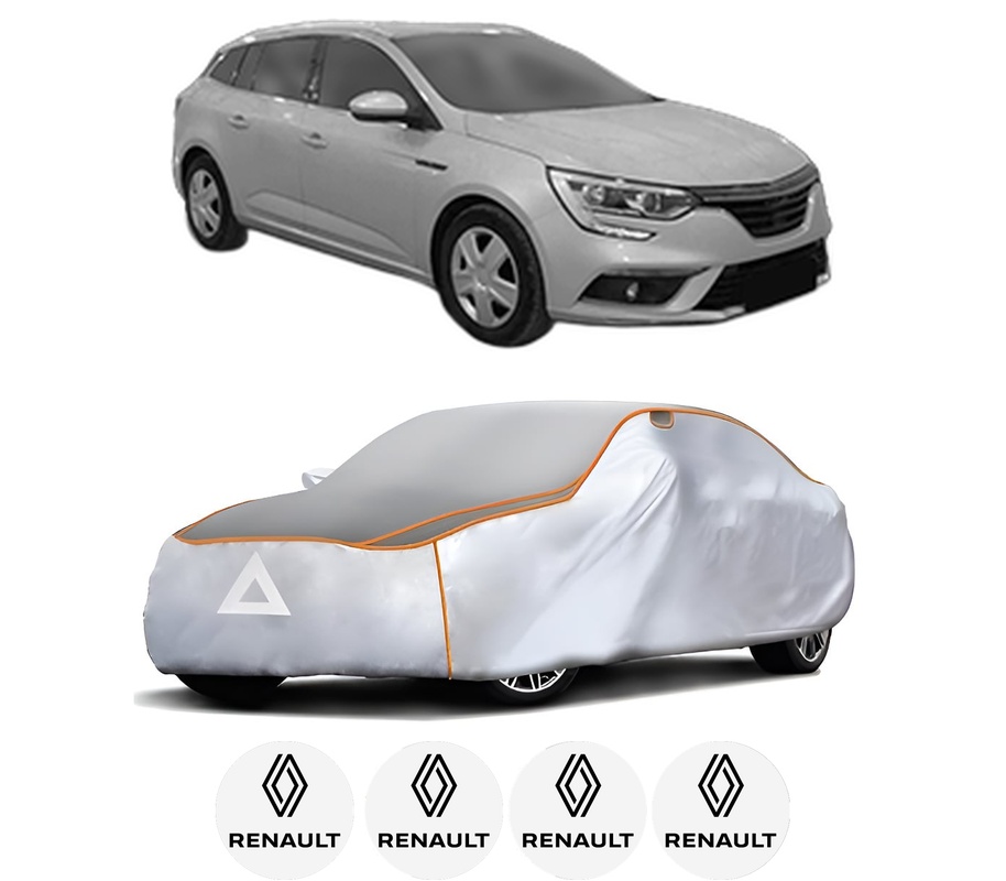 Husa Prelata Antigrindina Auto RENAULT MEGANE IV Grandtour (K9A/M/N_) din 2016-2021, Protectie auto contra intemperiilor la grindina, Waterproof, 4x Stickere auto RENAULT