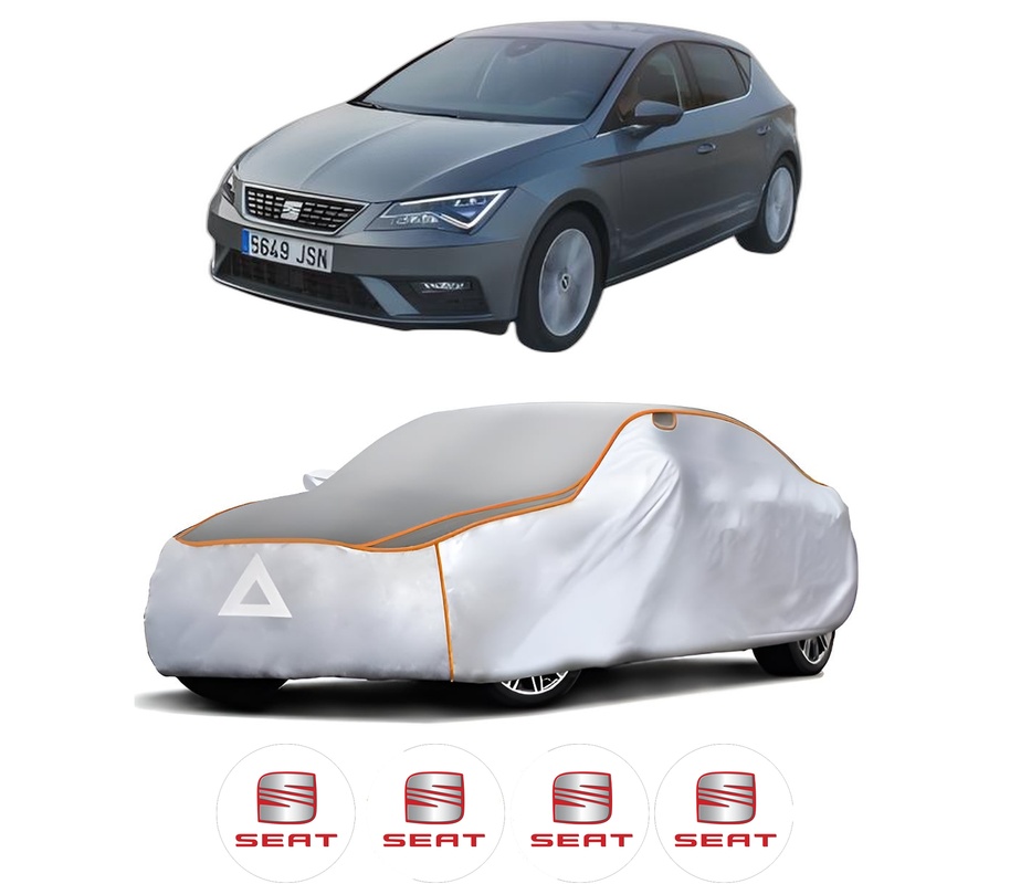 Husa Prelata Antigrindina Auto SEAT LEON Hatchback Van (5F1) din 2017-2018, Protectie auto contra intemperiilor la grindina, Waterproof, 4x Stickere auto SEAT
