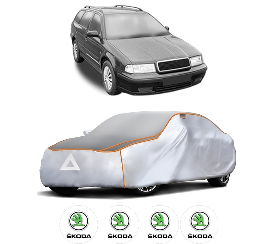 Husa Prelata Antigrindina Auto SKODA Octavia I Estate Van (1U5) din 2000-2010, Protectie auto contra intemperiilor la grindina, Waterproof, 4x Stickere auto SKODA