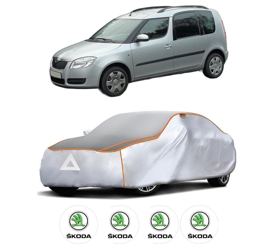Husa Prelata Antigrindina Auto SKODA ROOMSTER Praktik (5J) din 2007-2015, Protectie auto contra intemperiilor la grindina, Waterproof, 4x Stickere auto SKODA