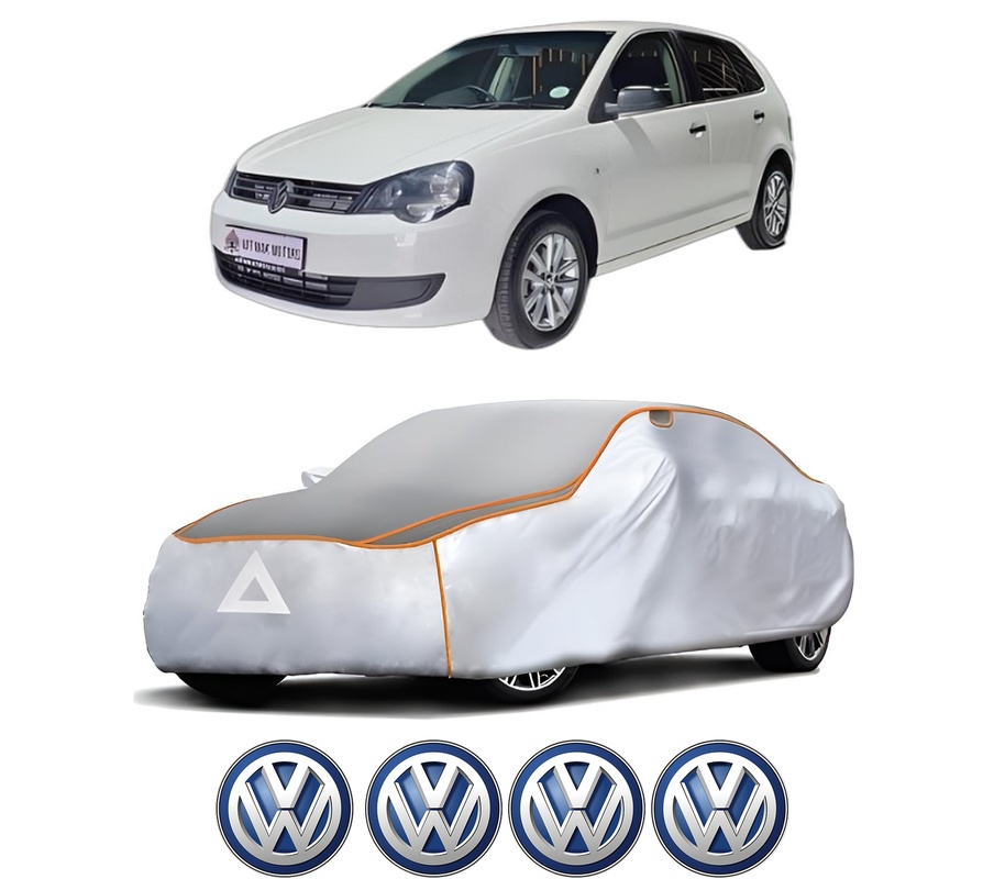 Husa Prelata Antigrindina Auto Volskwagen POLO VIVO Hatchback (6S1, 6S3) din 2010-2019, Protectie auto contra intemperiilor la grindina, Waterproof, 4x Stickere auto Volskwagen