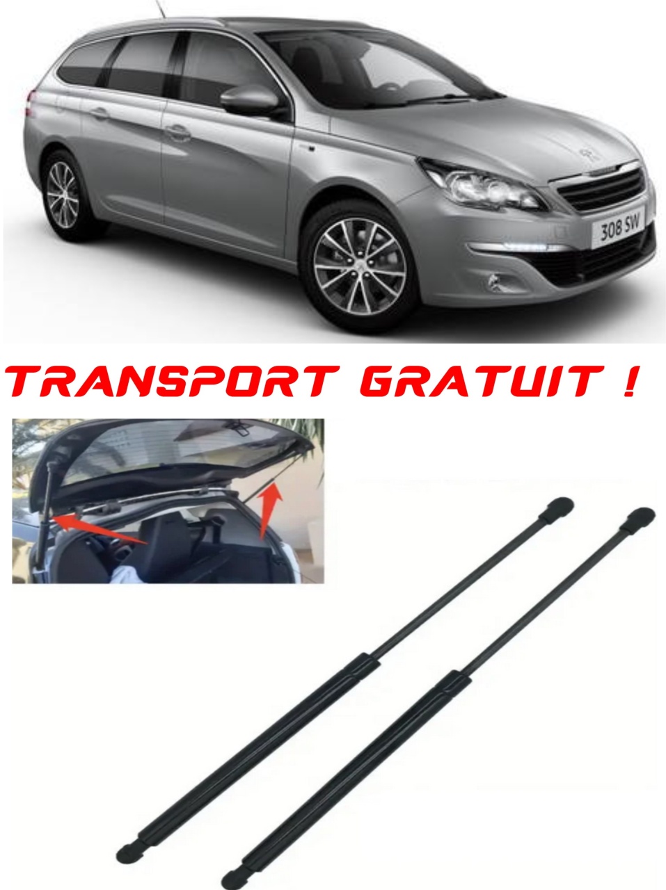 Set 2 amortizoare Haion portbagaj pentru masina Peugeot 308 SW II (LC_, L4_), LJ_, LR_, LX_