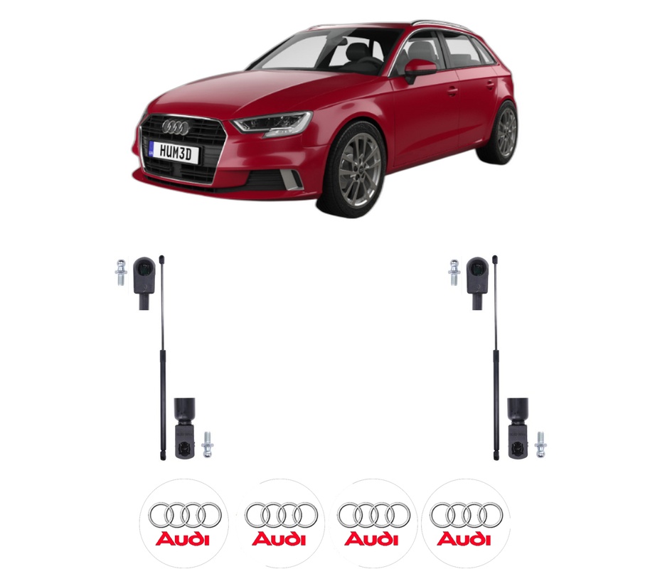 Set amortizoare portbagaj haion pentru AUDI A3 Sportback (8YA, 8YF) din 2019-2024, 2 bucati, KROSNO, 4 stickere auto AUDI