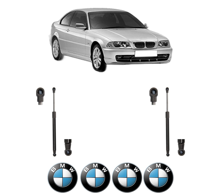 Set amortizoare portbagaj haion pentru BMW 3 (E46) din 1997-2005, 2 bucati, MAGNUM TECHNOLOGY, 4 stickere auto BMW