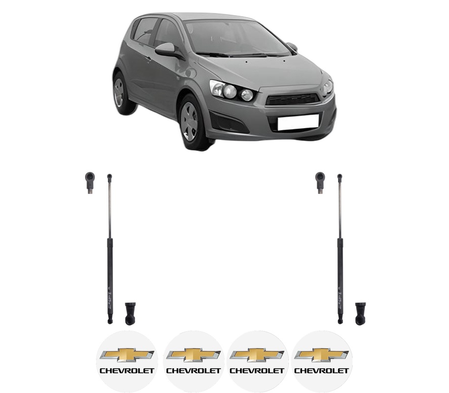 Set amortizoare portbagaj haion pentru CHEVROLET AVEO Hatchback (T300) din 2011-2015, 2 bucati, KROSNO, 4 stickere auto CHEVROLET