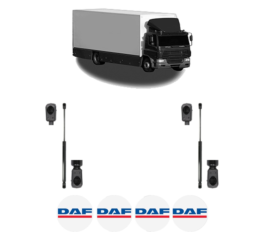 Set amortizoare portbagaj haion pentru DAF CF 65 din 2001-2013, 2 bucati, MAGNUM TECHNOLOGY, 4 stickere auto DAF