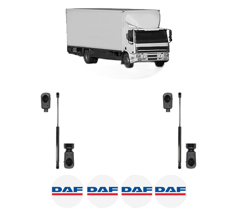 Set amortizoare portbagaj haion pentru DAF CF 75 din 2001-2013, 2 bucati, MAGNUM TECHNOLOGY, 4 stickere auto DAF