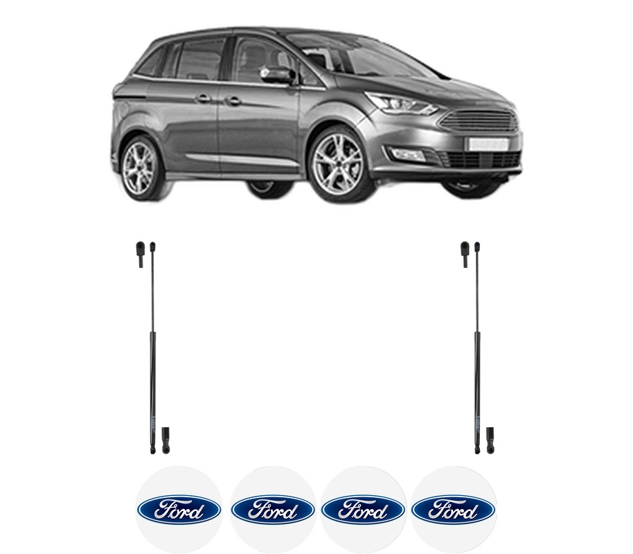 Set amortizoare portbagaj haion pentru FORD C-MAX II Van din 2010-2019, 2 bucati, KROSNO, 4 stickere auto FORD