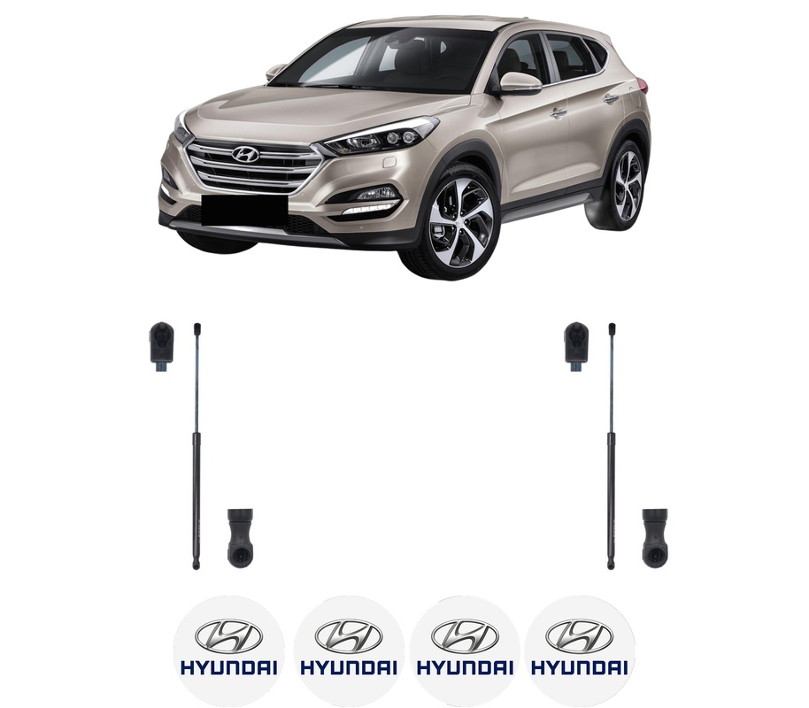 Set amortizoare portbagaj haion pentru HYUNDAI TUCSON SUV Van (TLE) din 2015-2020, 2 bucati, KROSNO, 4 stickere auto HYUNDAI