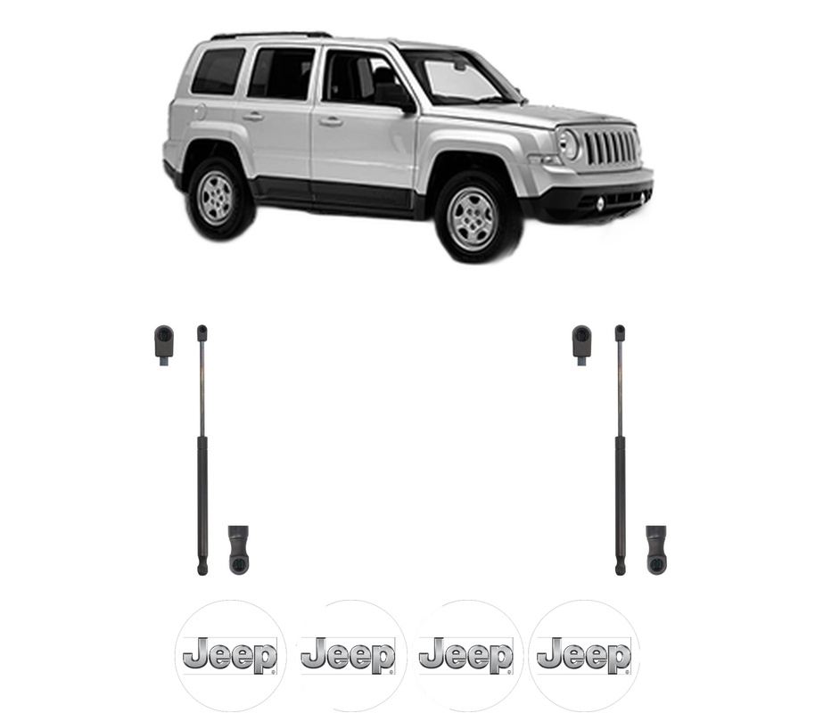 Set amortizoare portbagaj haion pentru JEEP PATRIOT (MK74) din 2007-2017, 2 bucati, KROSNO, 4 stickere auto JEEP