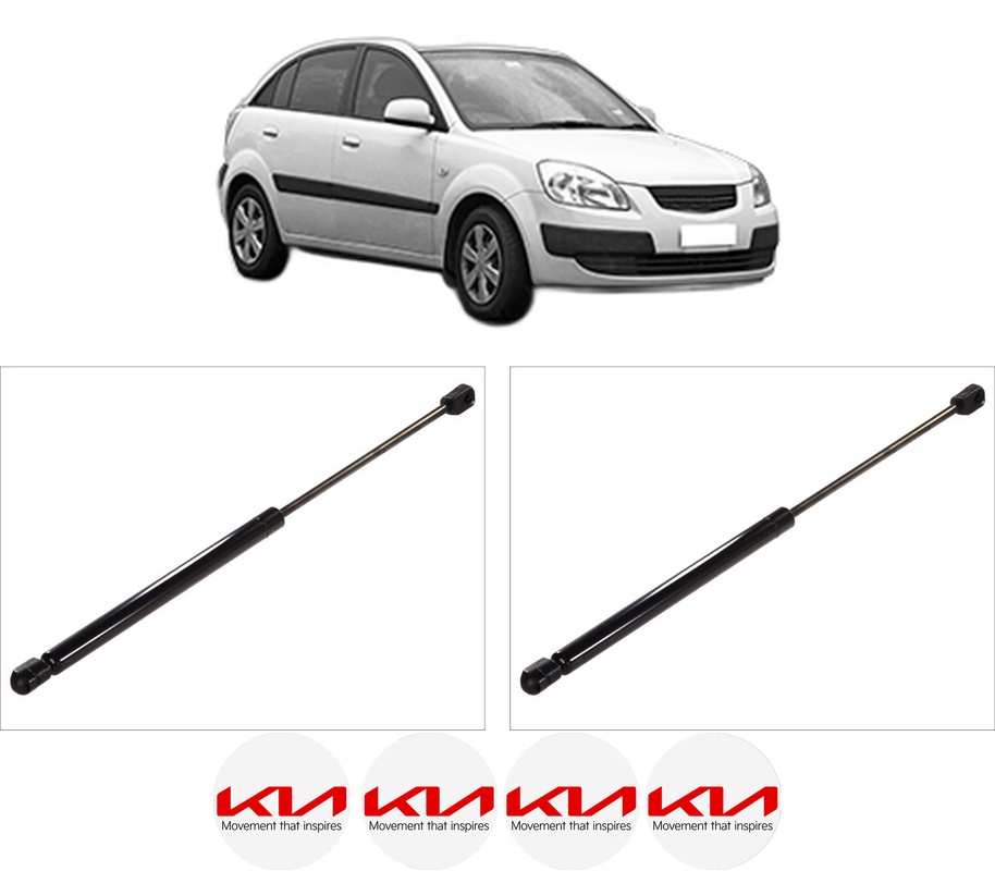 Set amortizoare portbagaj haion pentru KIA RIO II (JB) din 2005-2011, 2 bucati, KROSNO, 4 stickere auto KIA