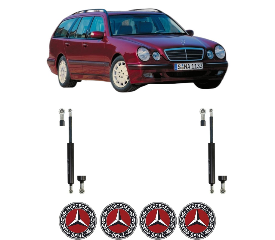 Set amortizoare portbagaj haion pentru MERCEDES-BENZ E-CLASS T-Model (S210) din 1996-2003, 2 bucati, KROSNO, 4 stickere auto MERCEDES-BENZ