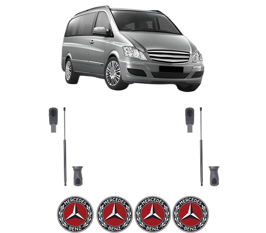 Set amortizoare portbagaj haion pentru MERCEDES-BENZ VIANO (W639) din 2003-2010, 2 bucati, MAGNUM TECHNOLOGY, 4 stickere auto MERCEDES-BENZ