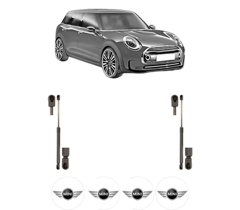 Set amortizoare portbagaj haion pentru MINI CLUBMAN (R55) din 2007-2014, 2 bucati, KROSNO, 4 stickere auto MINI