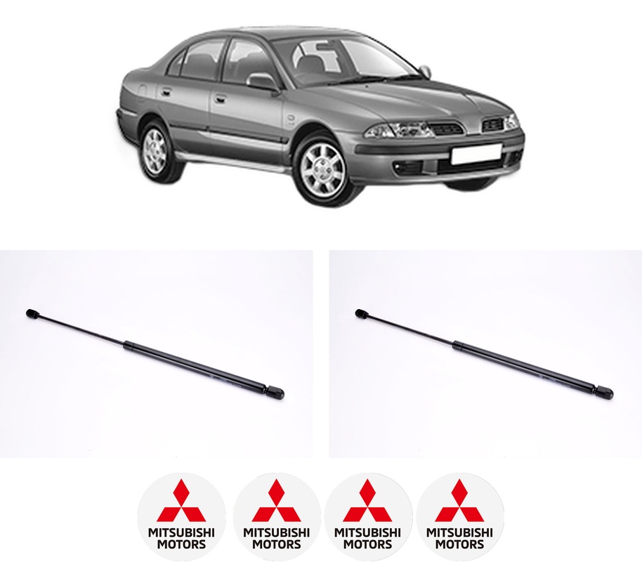 Set amortizoare portbagaj haion pentru MITSUBISHI CARISMA Saloon (DA_) din 1996-2006, 2 bucati, KROSNO, 4 stickere auto MITSUBISHI