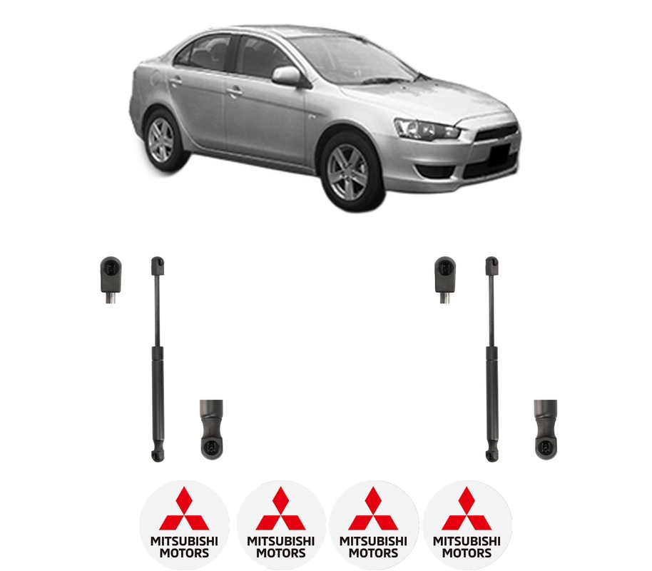 Set amortizoare portbagaj haion pentru MITSUBISHI LANCER VIII (CY_A, CZ_A) din 2007-2015, 2 bucati, KROSNO, 4 stickere auto MITSUBISHI