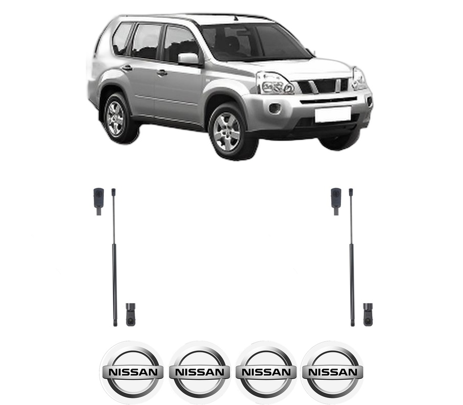 Set amortizoare portbagaj haion pentru NISSAN X-TRAIL II (T31) din 2007-2014, 2 bucati, MAGNUM TECHNOLOGY, 4 stickere auto NISSAN