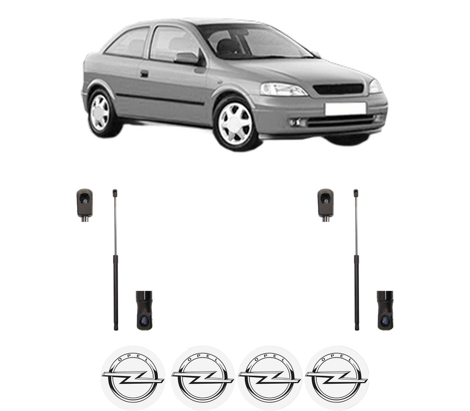Set amortizoare portbagaj haion pentru OPEL ASTRA G Hatchback (T98) din 1998-2009, 2 bucati, MAGNUM TECHNOLOGY, 4 stickere auto OPEL