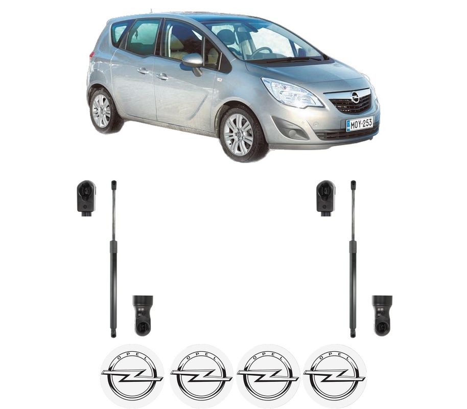 Set amortizoare portbagaj haion pentru OPEL MERIVA B MPV (S10) din 2010-2017, 2 bucati, KROSNO, 4 stickere auto OPEL