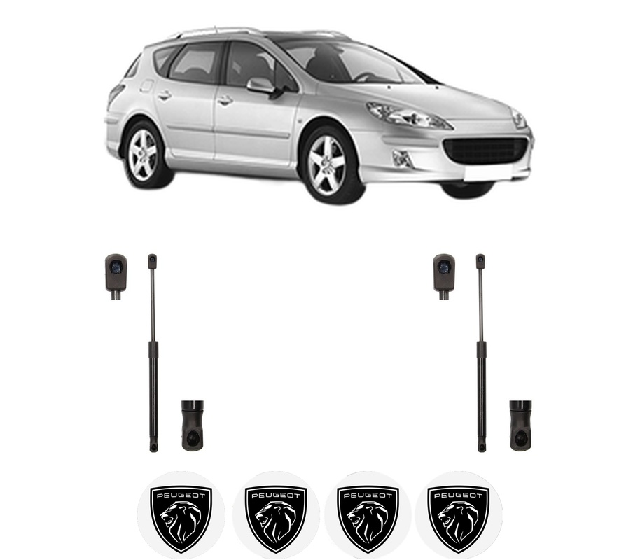 Set amortizoare portbagaj haion pentru PEUGEOT 407 SW (6E_, 6D_) din 2004-2010, 2 bucati, MAGNUM TECHNOLOGY, 4 stickere auto PEUGEOT