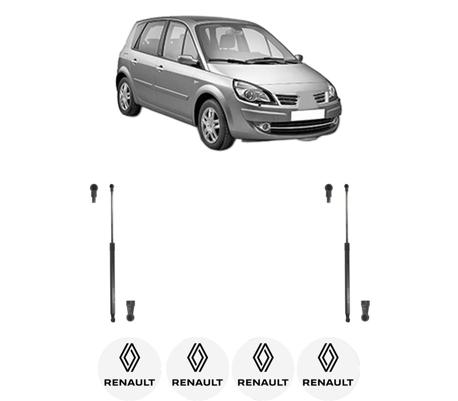Set amortizoare portbagaj haion pentru RENAULT SCENIC III (JZ0/1_) din 2008-2016, 2 bucati, KROSNO, 4 stickere auto RENAULT