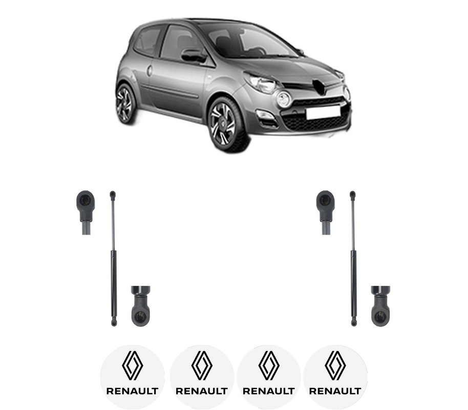 Set amortizoare portbagaj haion pentru RENAULT TWINGO II (CN0_) din 2007-2014, 2 bucati, MAGNUM TECHNOLOGY, 4 stickere auto RENAULT