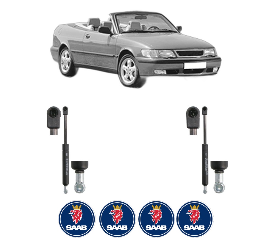 Set amortizoare portbagaj haion pentru SAAB 9-3 Cabriolet (YS3D) din 1998-2003, 2 bucati, KROSNO, 4 stickere auto SAAB