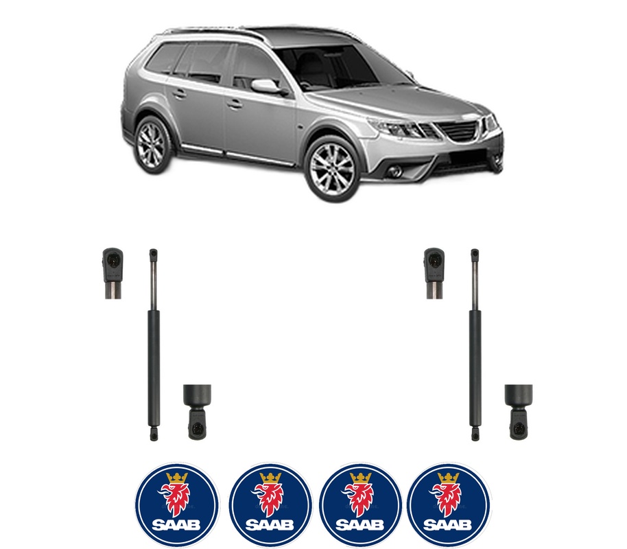 Set amortizoare portbagaj haion pentru SAAB 9-3X (YS3) din 2009-2015, 2 bucati, KROSNO, 4 stickere auto SAAB