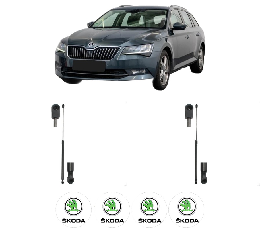 Set amortizoare portbagaj haion pentru SKODA SUPERB III Estate (3V5) din 2015-2024, 2 bucati, KROSNO, 4 stickere auto SKODA