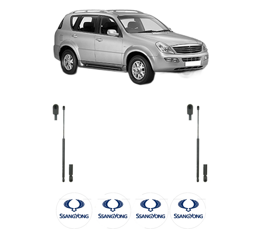 Set amortizoare portbagaj haion pentru SSANGYONG REXTON / REXTON II (GAB_) din 2002-2006, 2 bucati, KROSNO, 4 stickere auto SSANGYONG